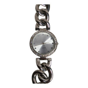 Womens Stainless‎ Steel Clear Rhinestone Bezel Bangle Band Wristwatch Jewelry
